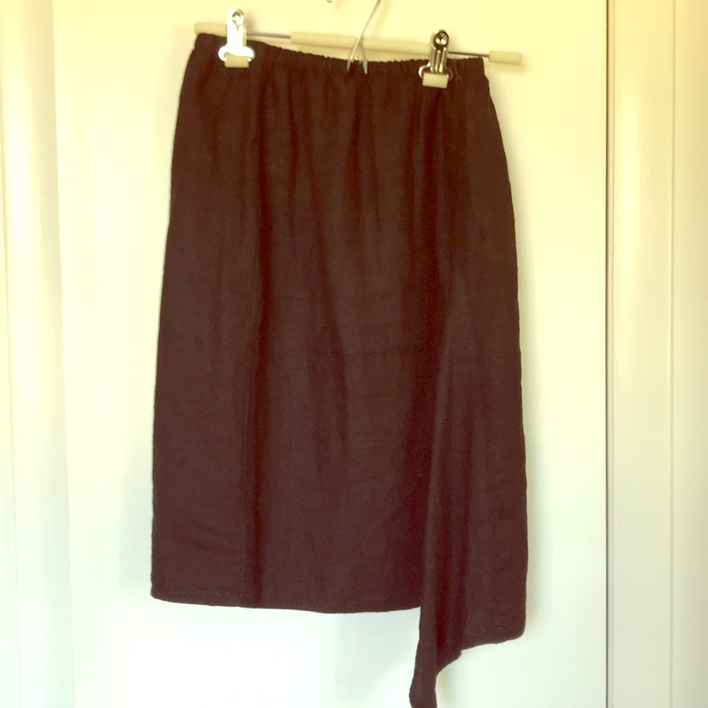 Asymmetrical black linen skirt